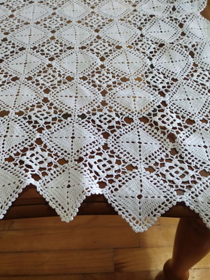 Handmade white crochet tablecloth 0.90 x 0.90 m new