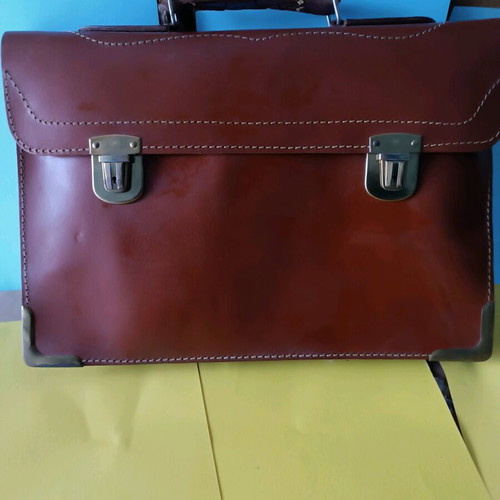 Vintage leather bag like new, handmade 50s brown