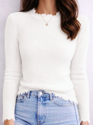Fluffy sweater S/M like new, white knit cozy fit