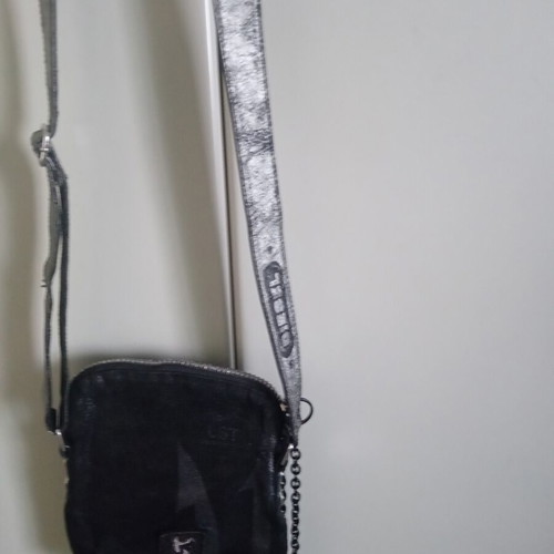Diesel crossbody bag used, black and silver with chain