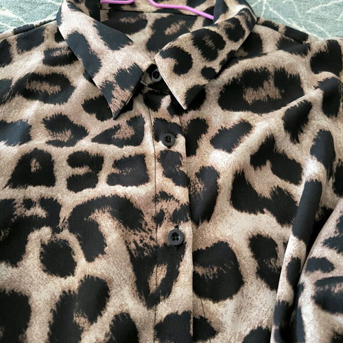 Women’s animal print long sleeve shirt new Shein black brown