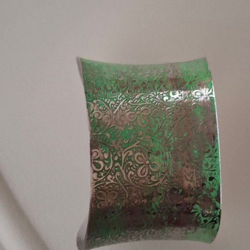 Handmade cuff bracelet silver and green like new