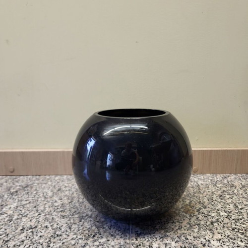 Black Glass Vase Sphere like new, minimal decor