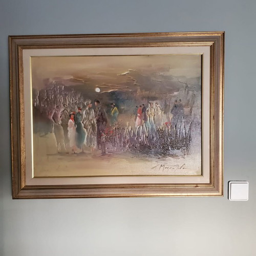 Apovrado Stin Exohi Oil Painting like new with gold-silver embossed texture