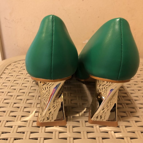 Zapatos Green High Heels New, 8 cm Pyramid Heel