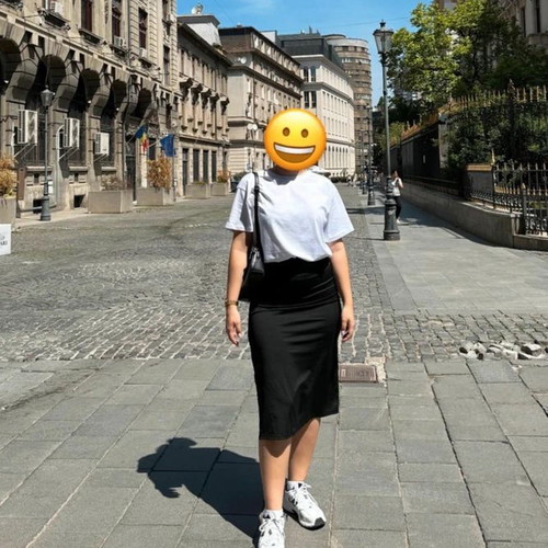 Shein black midi skirt with slit, like new, size M