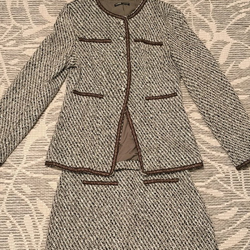 Shein women's special suit with skirt like new, beige and brown