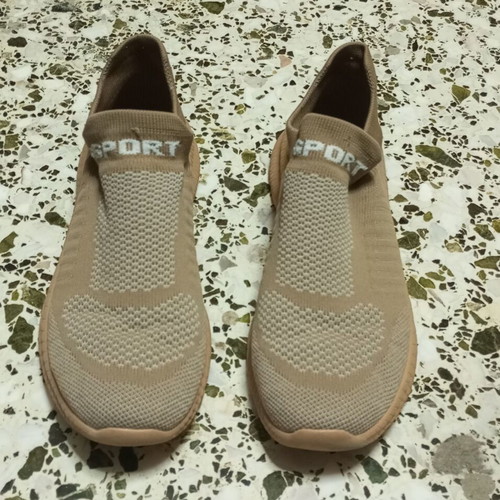 Slip-on sock-style athletic shoes, beige-brown