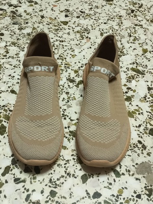 Slip-on sock-style athletic shoes, beige-brown