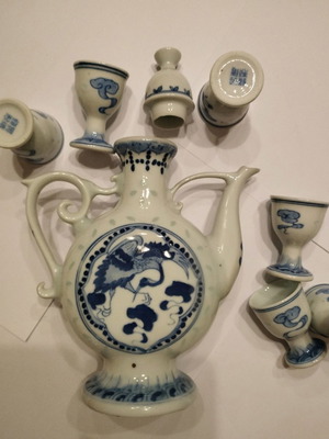 Porcelain set jug with glasses like new