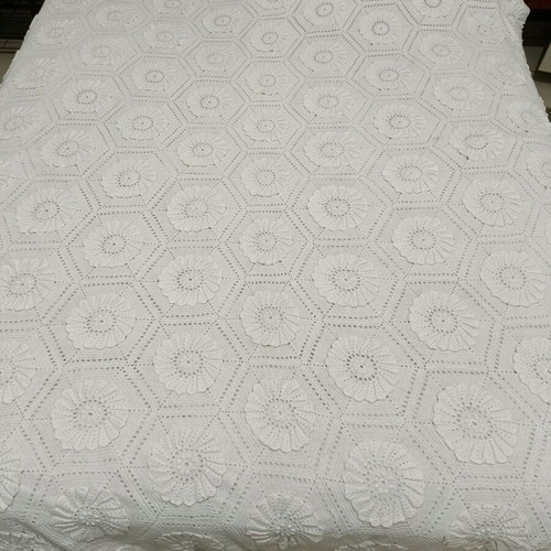 Old cotton knitted handmade blanket with pattern