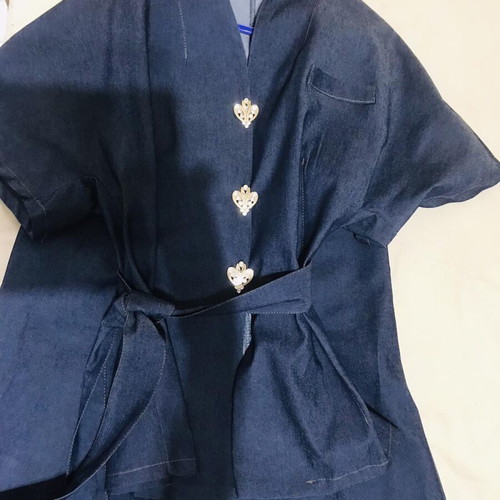 Denim set with kimono and pants like new, blue