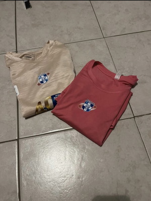 Adidas marathon t-shirts, pink and gold, size L