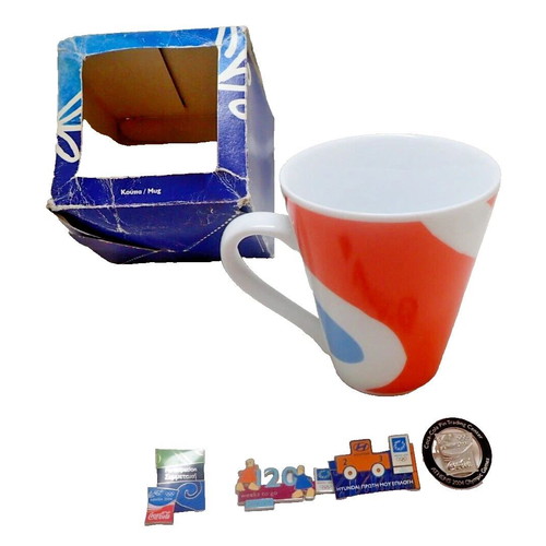 Athens 2004 Olympic Games mug and sponsor and mascot pins new