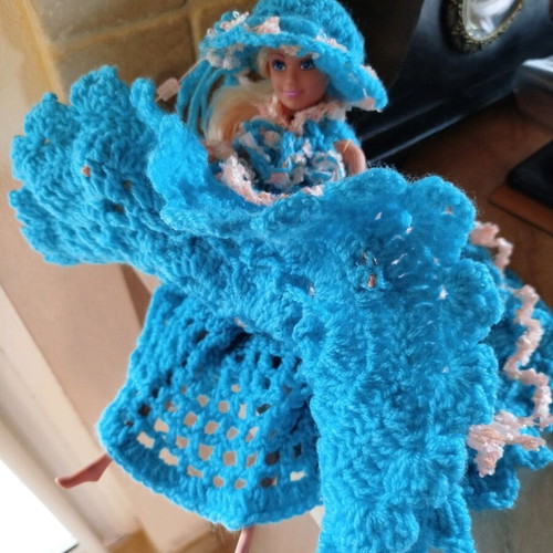 Doll with handmade dress and hat new