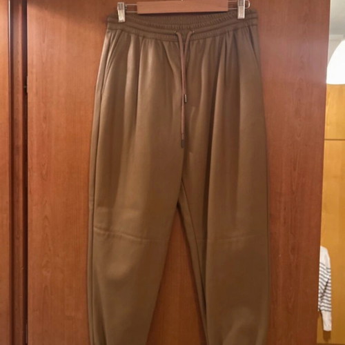Zara leather pants brown like new with elastic and drawstring