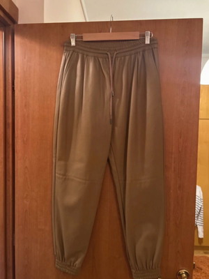 Zara leather pants brown like new with elastic and drawstring