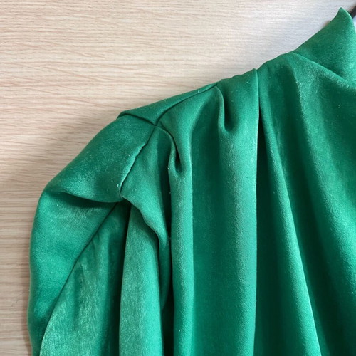 Green blouse size M like new with gathers and draped neckline