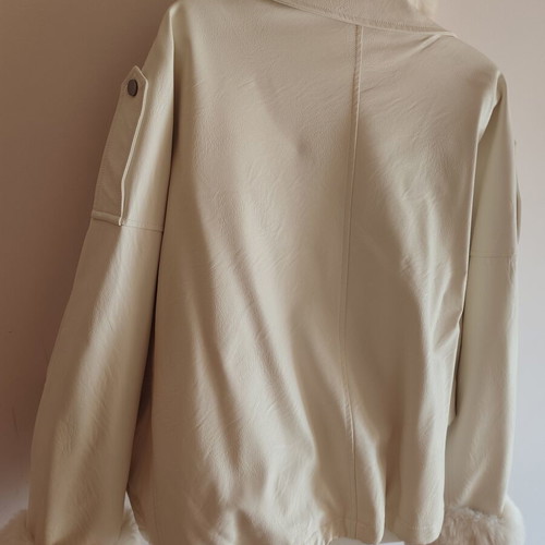 Cape jacket ivory color with soft fur lining, new