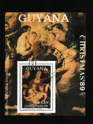 Guyana Thematic Souvenir Sheet Christmas 1989 Rubens new