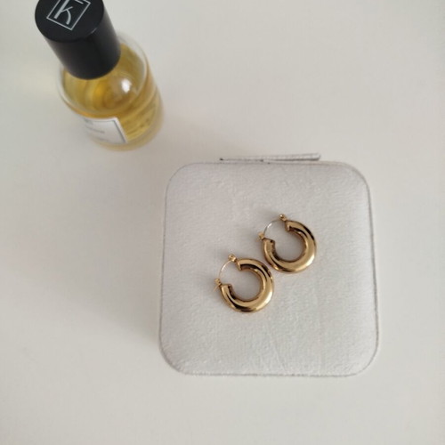 Chunky hoops earrings new, stainless steel, gold tone