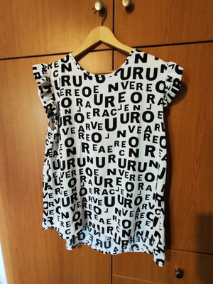 Long Sleeve Blouse One Size with Typographic Design like new