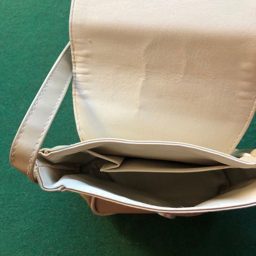 Shoulder bag used, beige with adjustable strap
