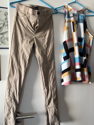 Zara set with zippered pants and cutout shoulder blouse used