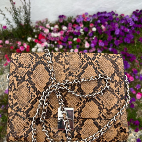 Zara snake print shoulder crossbody bag like new with silver chain