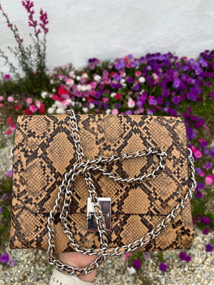 Zara snake print shoulder crossbody bag like new with silver chain