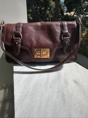 Ralph Lauren винтидж кожена чанта за рамо като нова, тъмнокафява