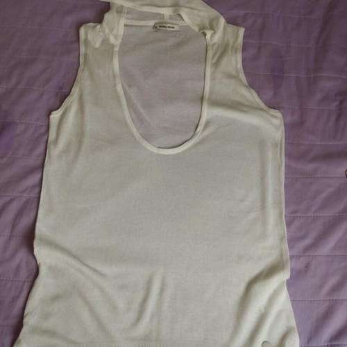 More & More sleeveless knitted top with hood like new, white, size M