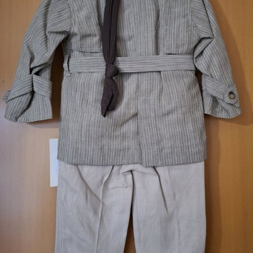 Boys' linen set new, includes coat, pants, shirt, belt