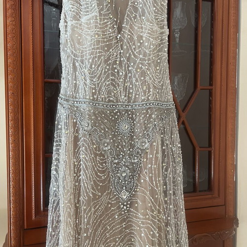 Christina Zafeiriou dress like new, beige and silver, sizes S M