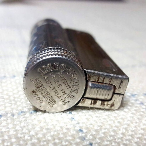 Imco Triplex Junior 6600 lighter used, vintage authentic, petrol