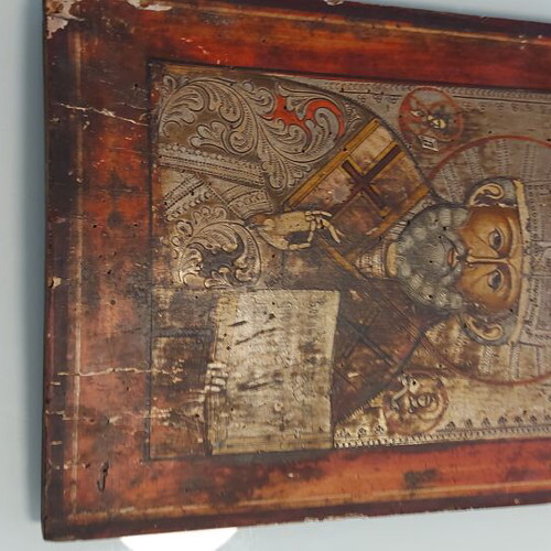 Old Russian icon painting Saint Nicholas, large 40x32 cm