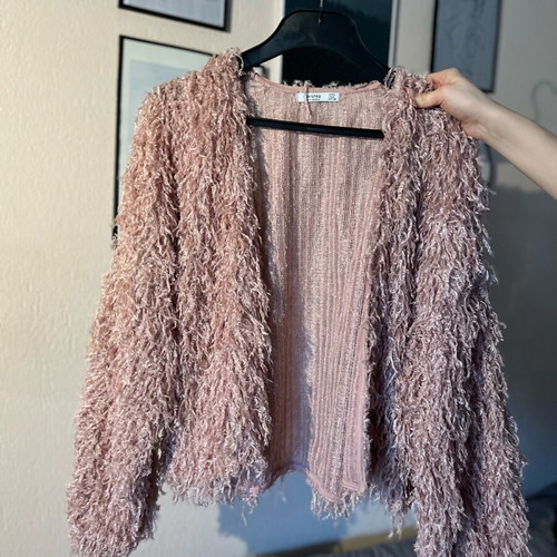 Bershka pink fluffy outerwear used, size M/L