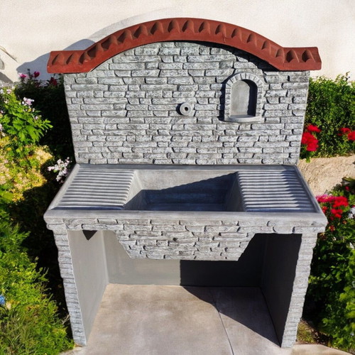 Garden fountain Elena outdoor gray and white sink