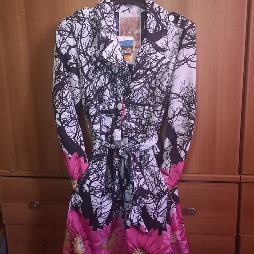 Desigual Vintage Floral Trench Coat, size 40, new with tags