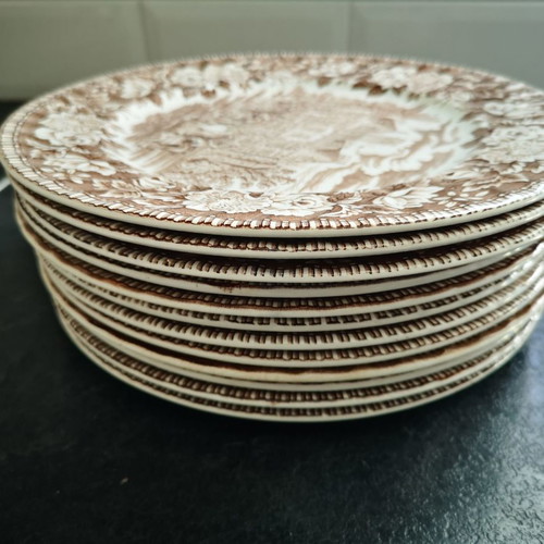 Aynsley & Co Ltd hand engraved plates used, set of 12
