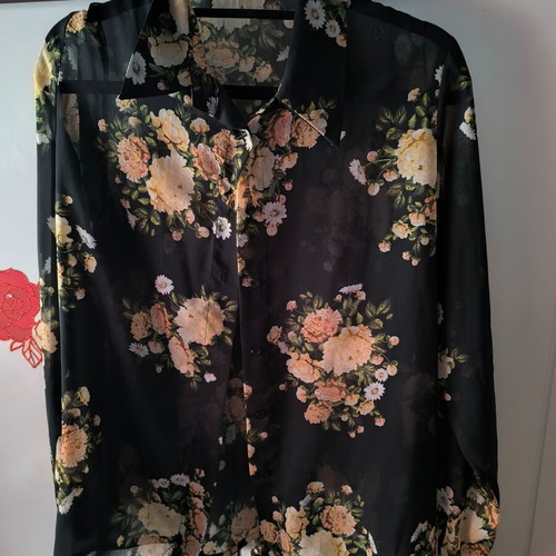 Vassia Kostara Floral Shirt size M like new, black