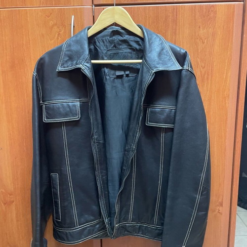 Zara leather jacket used, black, men's size XL