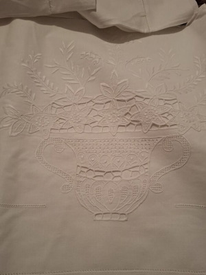 Χειροποίητο κοφτό σεντόνι τριών τεμαχίων λευκό, καινούργιο