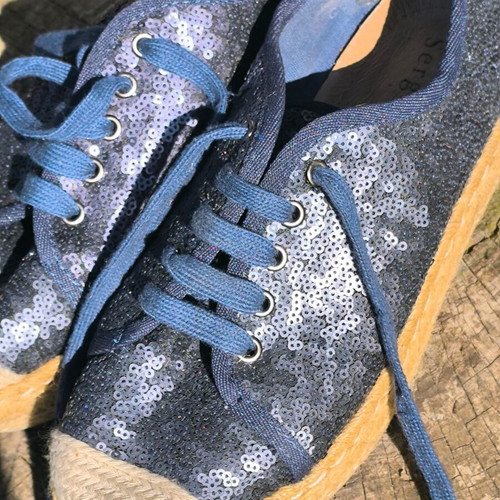 Sergio Bardi espadrilles navy blue with sequins like new