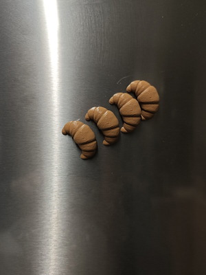 3D Print Croissant Fridge Magnets Set of 4 New