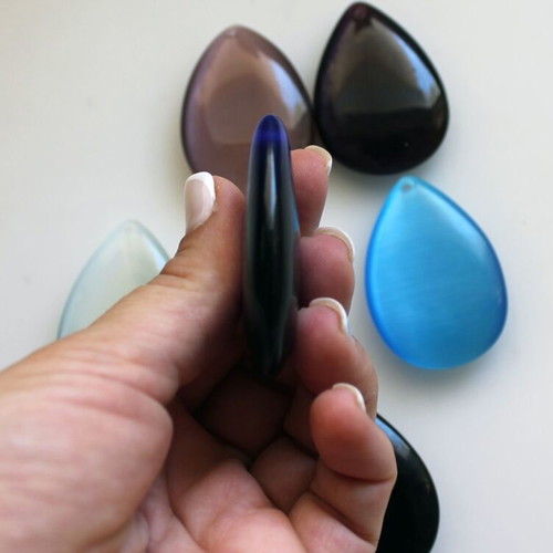 Cat's Eye pendant making set 10 pieces new, 50x35mm