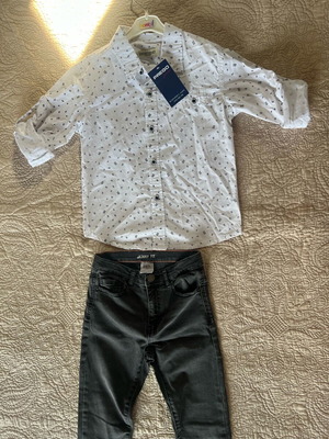Σετ Πουκάμισο Καινούργιο Με Καρτελάκι Και Τζιν Zara Kids Skinny Fit νούμερο 8