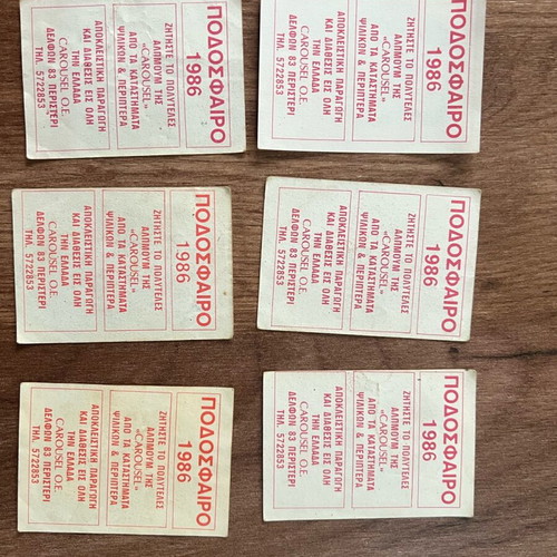 Carousel stickers used, pack of 6 team badges 86