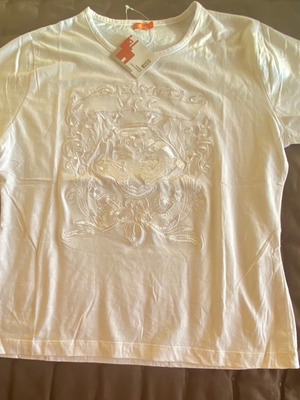 Vee white blouse with embossed embroidery, new, size S