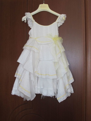 Baptism dress new white with yellow and hat for girl up to 2 years